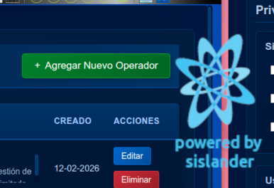 Gestión de Operadores del Sistema de Control de Sislander